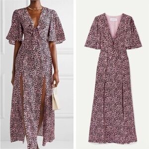 M22‎ Les Rêveries Tie Front Leopard Print Silk Maxi